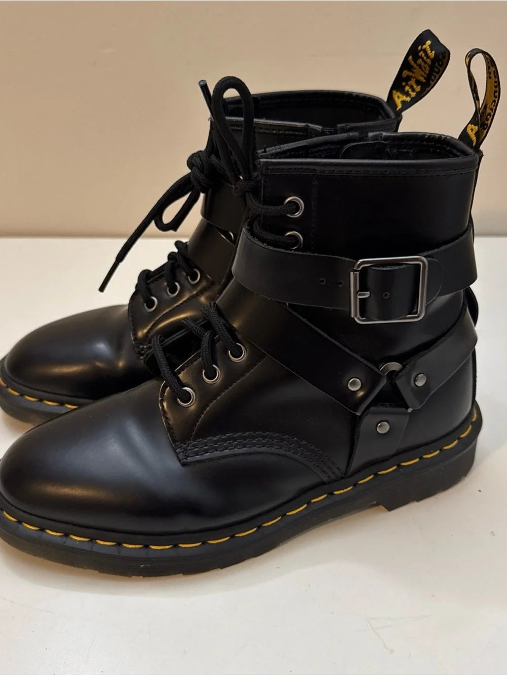 Dr Martens Christofor Women's Harness Boots Black Size 7 Leather Combat Doc